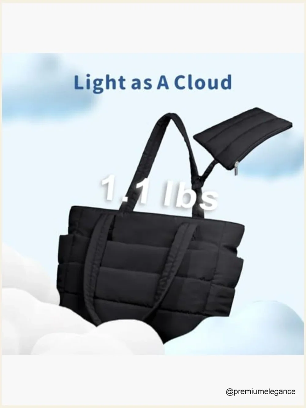 Quilted Puffer Tote Bag with 9 Pockets, Lightweight Shoulder Bag for Work